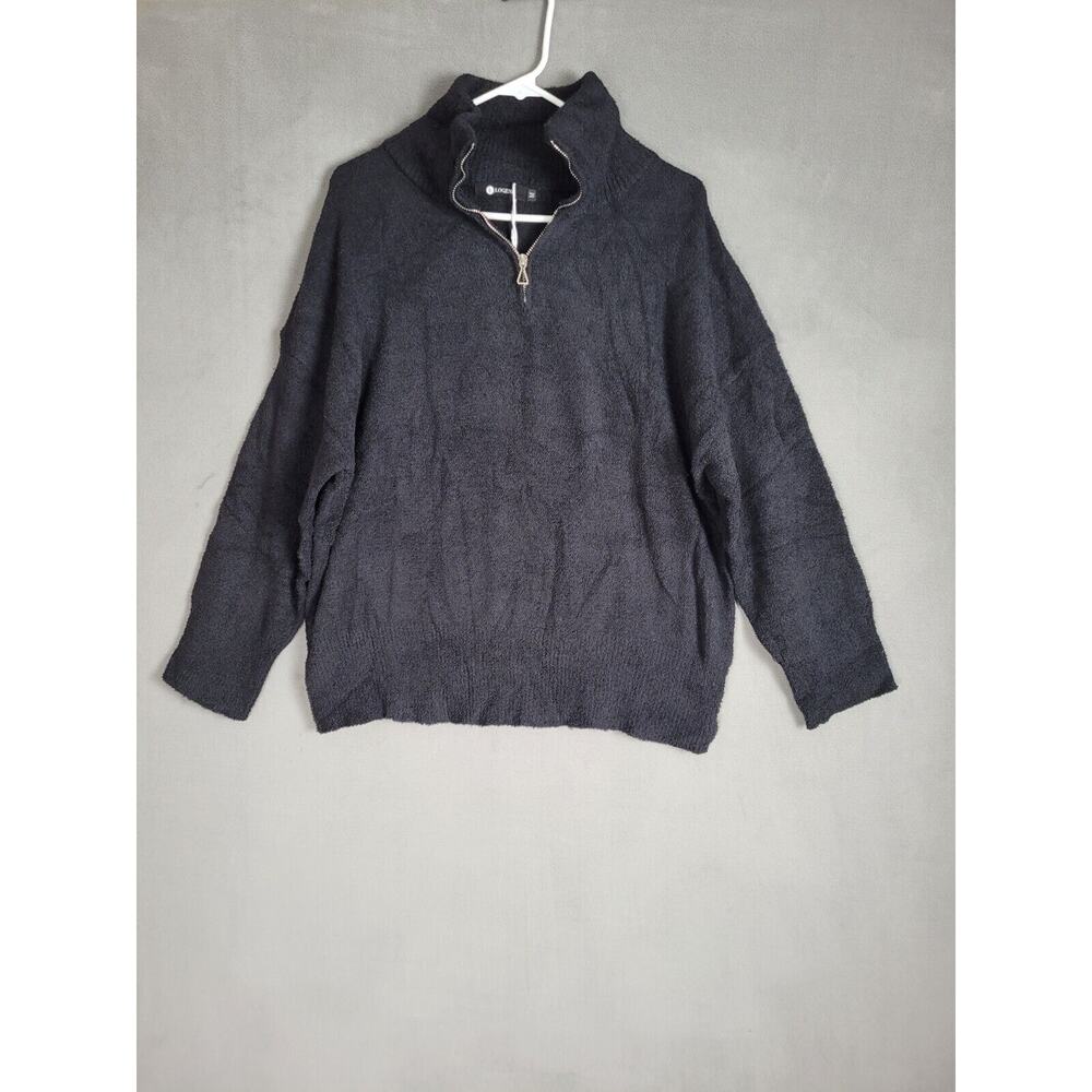 LOGENE Womens Oversized Sweater Long Sleeve Fuzzy Knit Pullover 1/4 Zip Medium